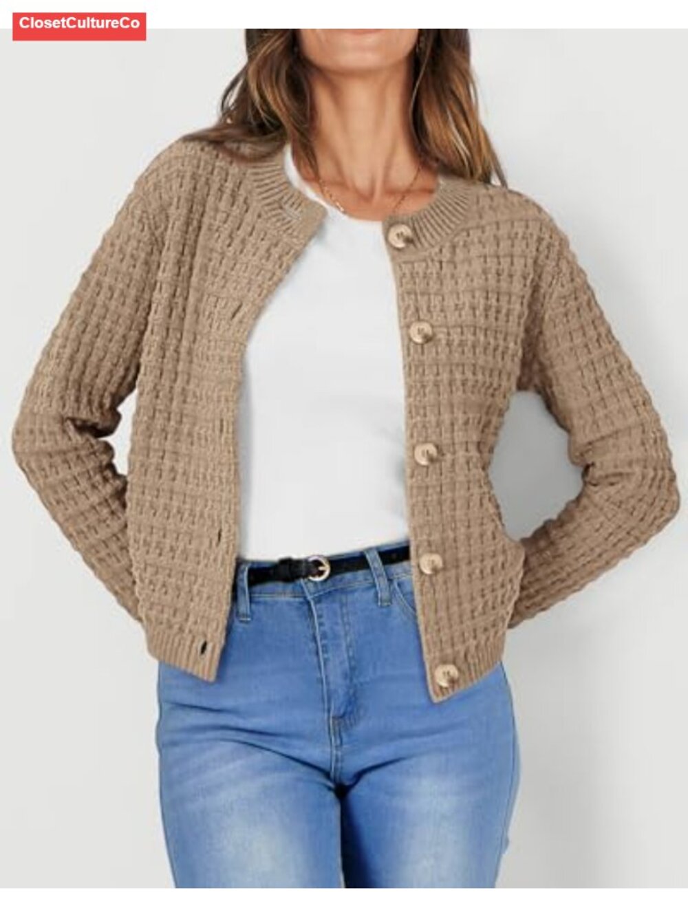 Women's Long Sleeve Button Up Cotton Cardigan Sweater Open Front Knit - Picture 2 of 6